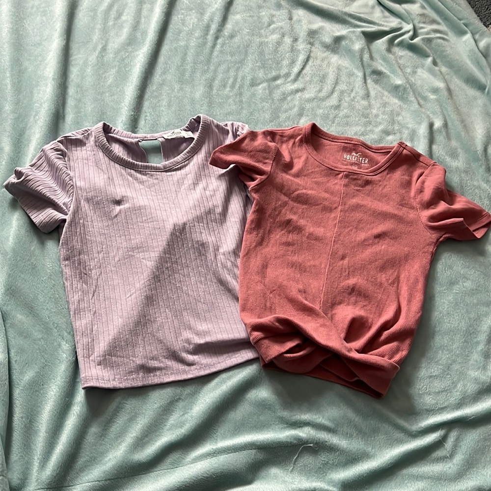 Hollister purple T-shirt with a tie back and Hollister pink T-shirt